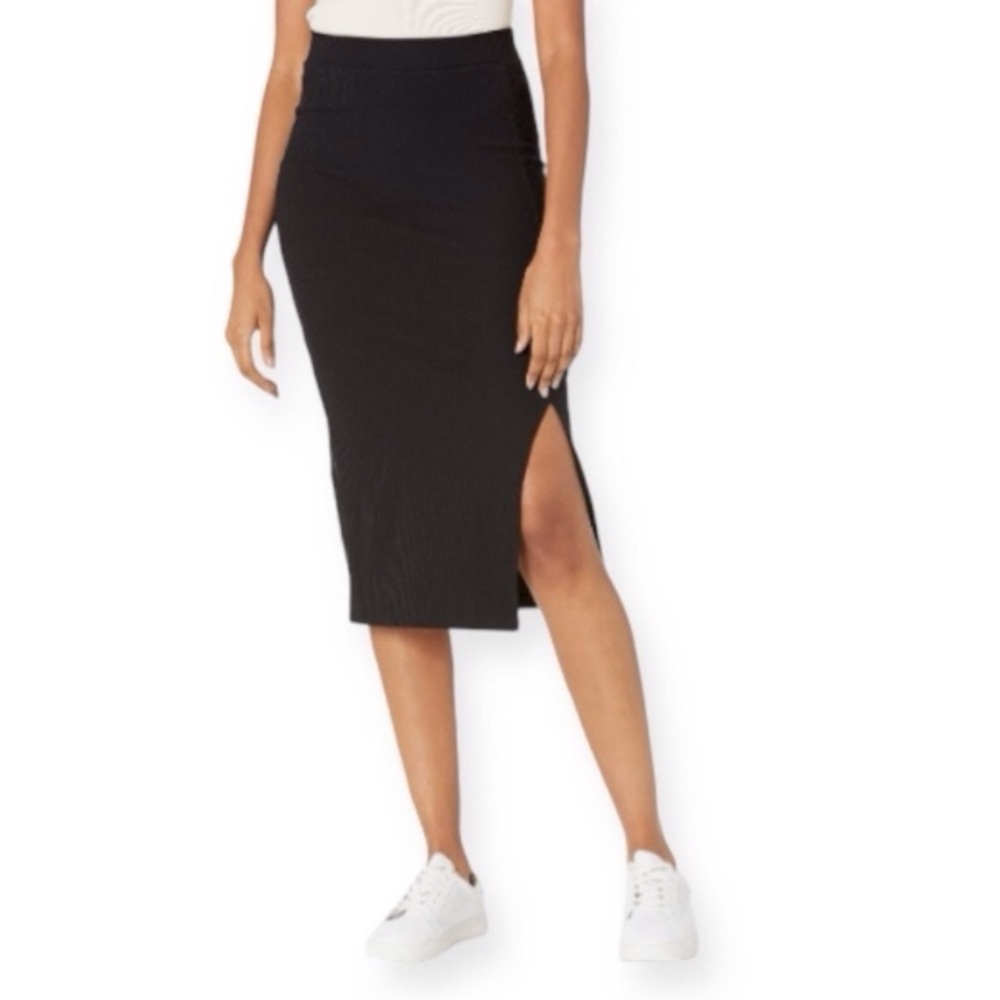 The Drop Veronique High Waist Slit Skirt in Black Size Small